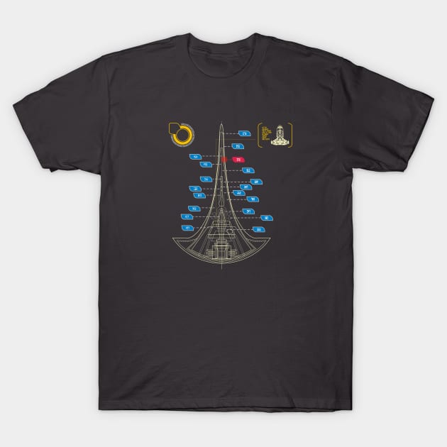 Spaceship blueprint II T-Shirt by tomperys